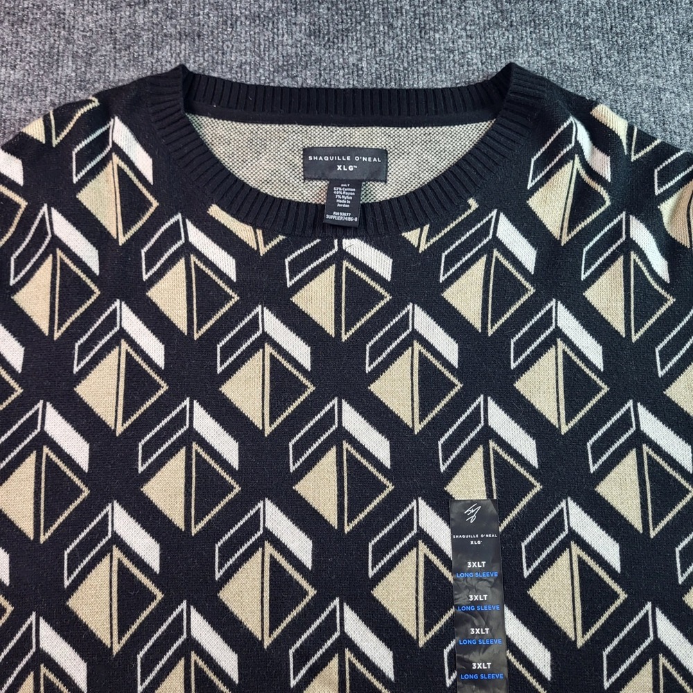 Shaquille O'Neal 3XLT Long Sleeve Sweater Geometric Pattern Knitwear Mens